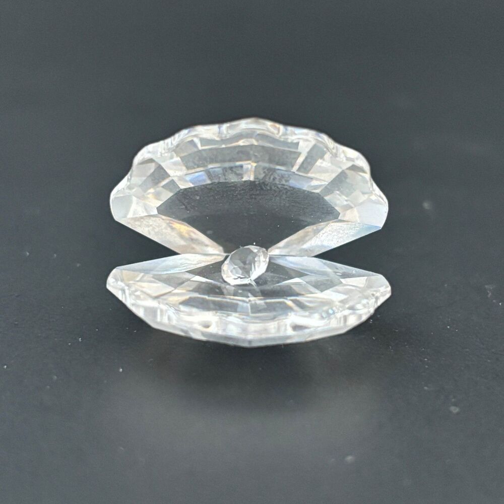 Mobex Crystal Miniature Clam Shell Oyster Figurine Vintage - Picture 2 of 7